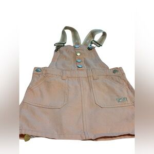 DKNY girls 3T overall jumper dress with buttons, has pockets.  pink/ silver